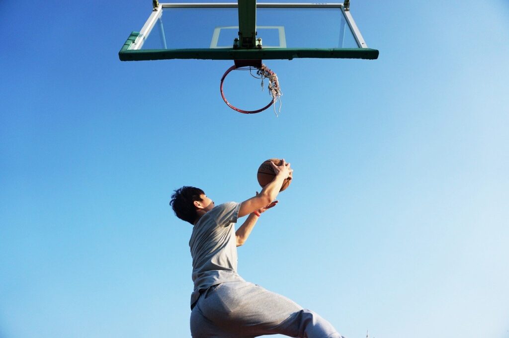 basketball, dunk, blue